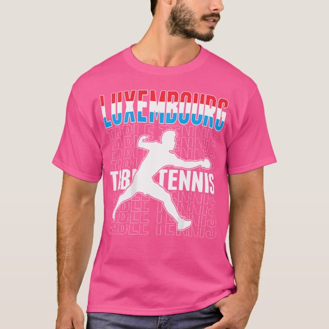 Luxemburger Tischtennisfans - Luxemburger Flagge T-Shirt (Vorderseite)