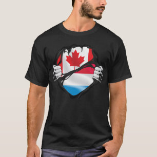 Luxemburgisch Kanadische Hände Rissen Wurzeln Flag T-Shirt