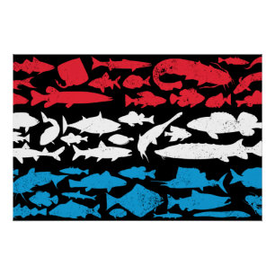 Luxemburgische Flagge - Fischereidesign Poster