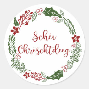 Luxemburgisches frohe Weihnachten, Schéi Chrëschtd Runder Aufkleber