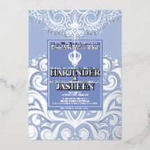 LuxGlitter Blue Silver Sikh Anand Karaj Wedding