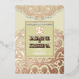 LuxGlitter Ivory PinkGold Ganesha Hindu Wedding Folieneinladung