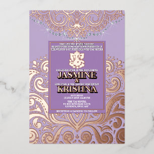 LuxGlitter Lavender PinkGold Ganesha Hindu Wedding Folieneinladung