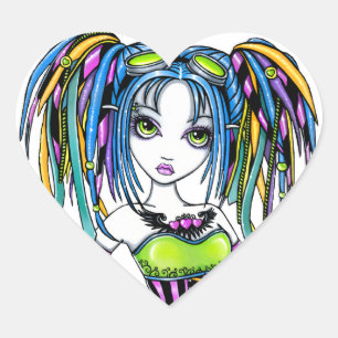 "Luxie" RegenbogenCyber Goth Fee-Aufkleber Herz-Aufkleber