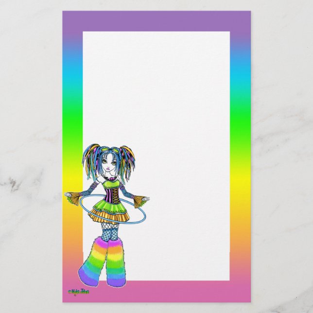 "Luxie" RegenbogenCyber Goth Fee-Briefpapier Briefpapier (Vorderseite)