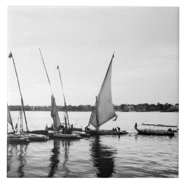 Luxor Ägypten, Feluccas am Nil 2 Fliese (Vorderseite)