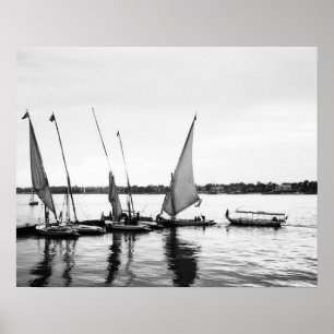 Luxor Ägypten, Feluccas am Nil 2 Poster