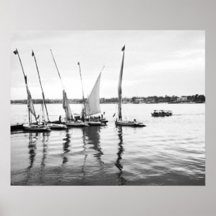 Luxor Ägypten, Feluccas am Nil Poster