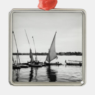 Luxor Ägypten, Feluccas auf dem Nil 2 Ornament Aus Metall