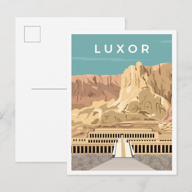 Luxor Egypt Art Vintage Postkarte (Vorne/Hinten)