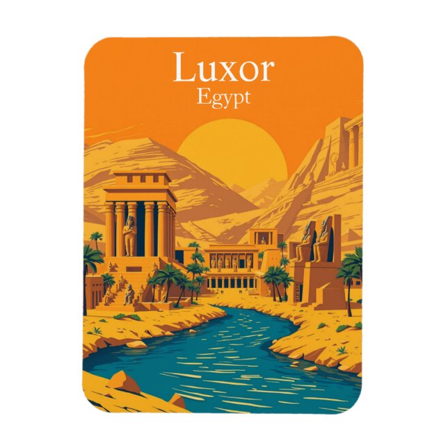 Luxor, Egypt Vintage Travel Magnet (Vertikal)
