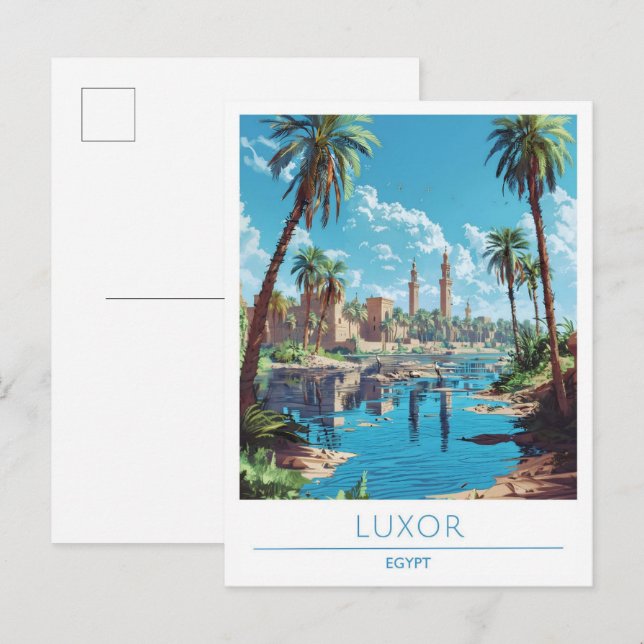 Luxor Egypt Vintage Travel Postkarte (Vorne/Hinten)