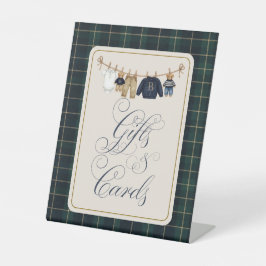 Luxsary  Bear Plaid Baby Shower Gift Card Sockelschild