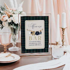 Luxsary  Bear Plaid Baby Shower Momosa Bar Poster