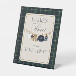 Luxsary  Bear Plaid Baby Shower Sweet Treat Sockelschild