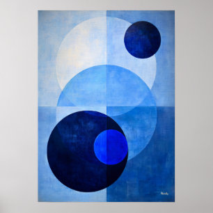 Luxueuse Abstraction Géométrique Art Déco Bleue Mi