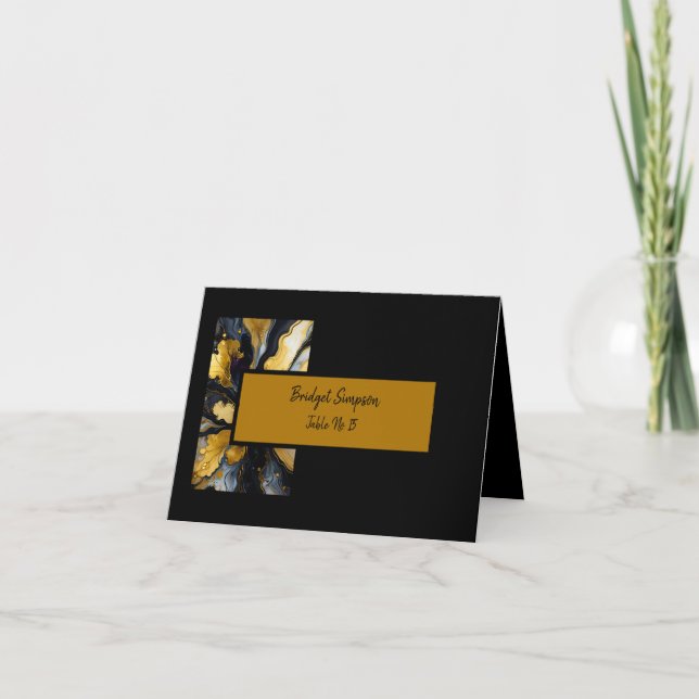 luxueuse et élégante carte mariage en or noir (Devant)