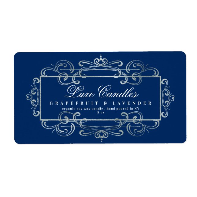 Luxueux Étiquette de produit Bleu Élégant à huile  (Devant)