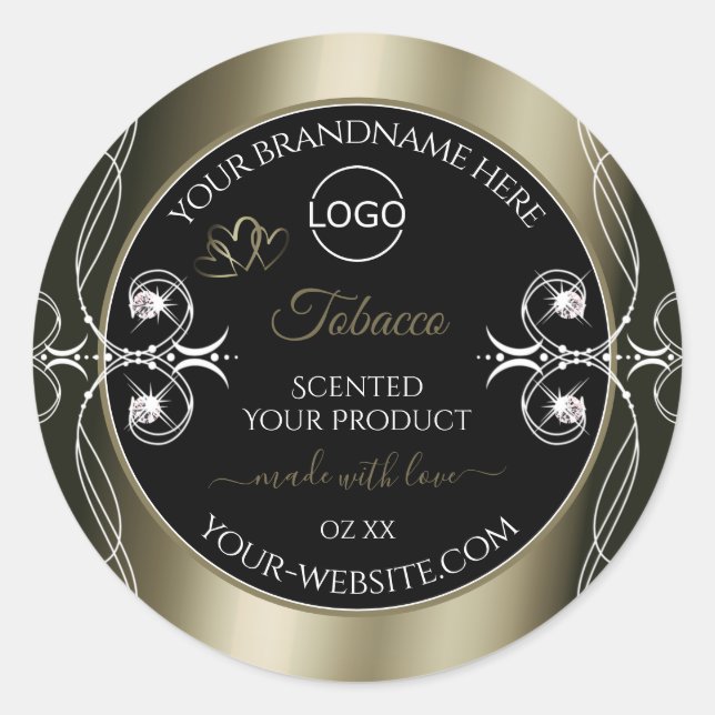 Luxueux Étiquettes de produits noirs Platinum avec (Devant)