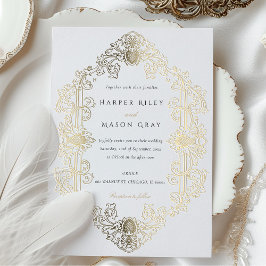 Luxueux Faire-part de mariage baroque Gold Foil