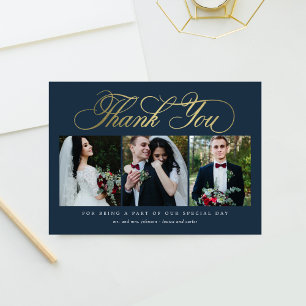 Luxueux Mariage Script Carte de remerciements Faux
