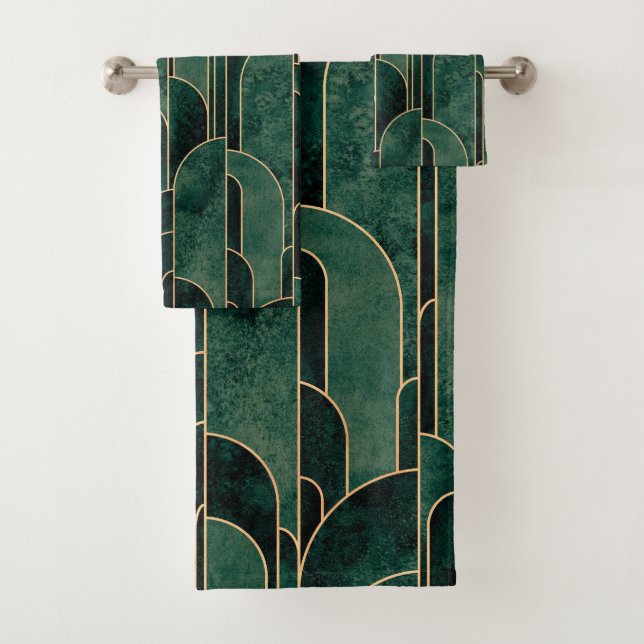 Luxueux Motif Art déco Vert et Or (En situation)
