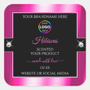 Luxueux noir brillant rose avec logo Étiquette pro