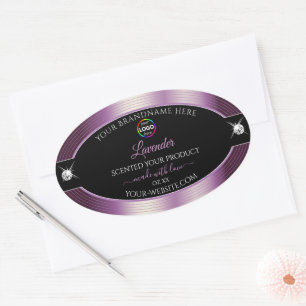 Luxueux noir brillant violet avec logo Étiquette p