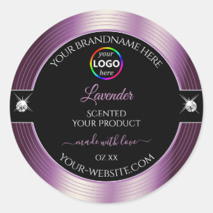 Luxueux noir brillant violet avec logo Étiquette p