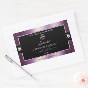 Luxueux noir brillant violet avec logo Étiquette p