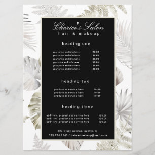 luxueux or tropical carte de prix