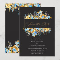 luxueux or turquoise floral enregistrer la carte d