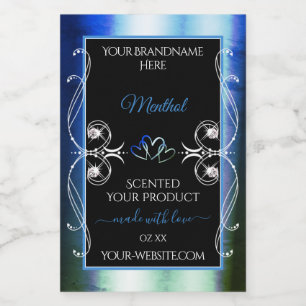 Luxueux Ornate Bleu Turquoise Noir Étiquettes