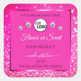 Luxueux Parties scintillant rose Étiquette Logo Di