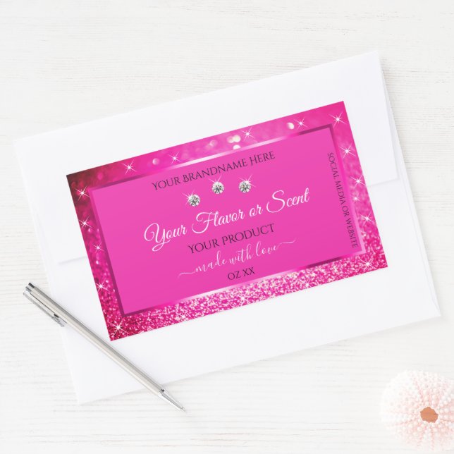 Luxueux Parties scintillant rose Étiquettes d'emba (Enveloppe)