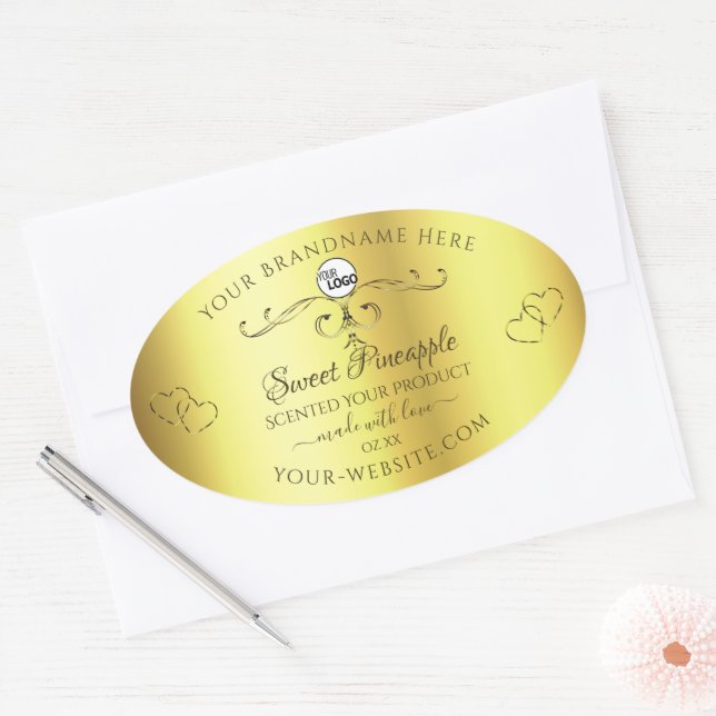 Luxueux produit or Étiquettes Ornate Hearts Logo (Enveloppe)