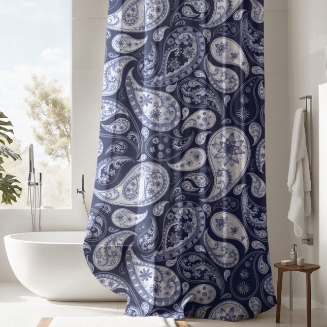 Luxueux rideau de douche Blue Paisley (Créateur téléchargé)