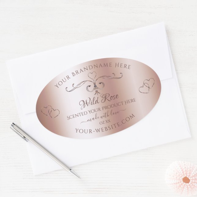 Luxueux Rose Golden Produit Étiquette Ornate Coeur (Enveloppe)