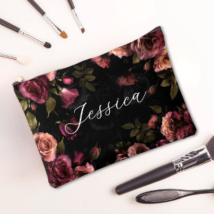 Luxueux sac botanique floral rose burgundy foncé