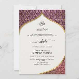 Luxuriös Deep Lila & Gold Geometric Islamic Einladung