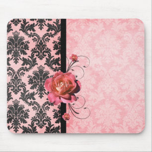 Luxuriös Elegante Damast Rose Pink Mauspad