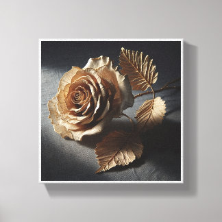 Luxuriös geformte goldene Rose - Realistische 3D-M Leinwanddruck
