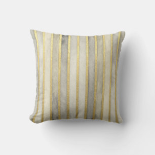 Luxuriös, Gold Beigi Graue Streifen, Elegant, Mode Kissen