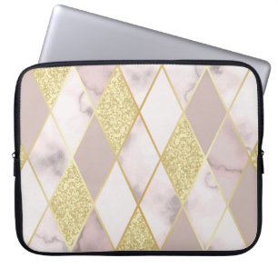 Luxuriös Marble Golden Geometric Laptopschutzhülle