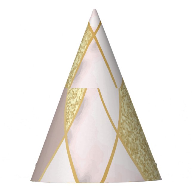 Luxuriös Marble Golden Geometric Partyhütchen (Vorderseite)