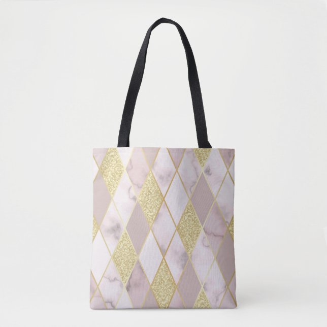 Luxuriös Marble Golden Geometric Tasche (Vorderseite)