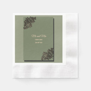 Luxuriös Modernes Sage Green & Gold Klassik Metall Serviette