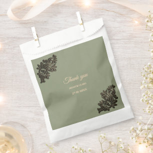 Luxuriös Modernes Sage Green & Imitats Gold metall Geschenktütchen