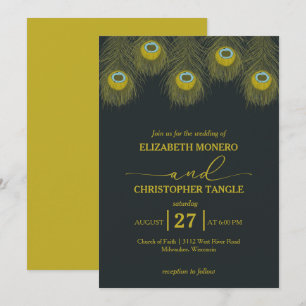 Luxuriös und elegant Peacock Feather Wedding Einladung