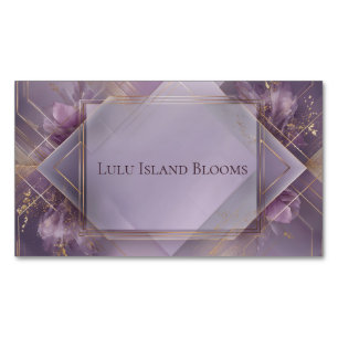 Luxuriös Violett Gold Geometrisch Blumig Modern Magnetische Visitenkarte